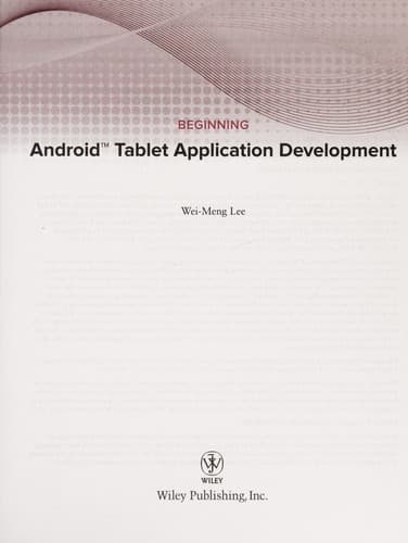 Tapa de Beginning Android tablet application development