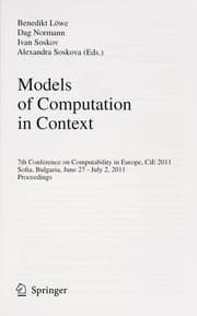 Tapa de Models of Computation in Context