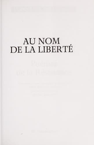 Tapa de Au nom de la liberte