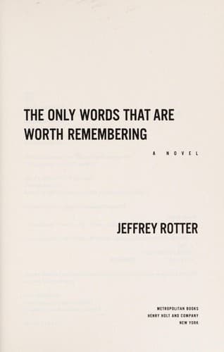 Tapa de The only words that are worth remembering
