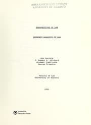Tapa de Economic analysis of law