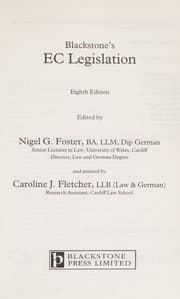 Tapa de Blackstone's EC legislation
