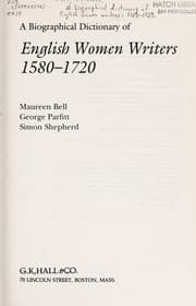 Tapa de A Biographical dictionary of English women writers, 1580-1720