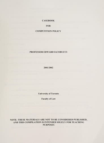 Tapa de Casebook for competition policy