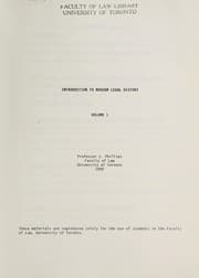 Tapa de Introduction to modern legal history
