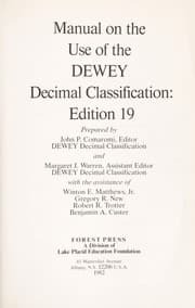 Tapa de Manual on the use of the Dewey decimal classification, edition 19