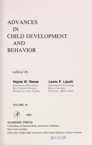 Tapa de Advances in Child Development and Behavior