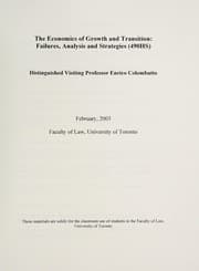 Tapa de The economics of growth and transition : failures, analysis and strategies (490HS)