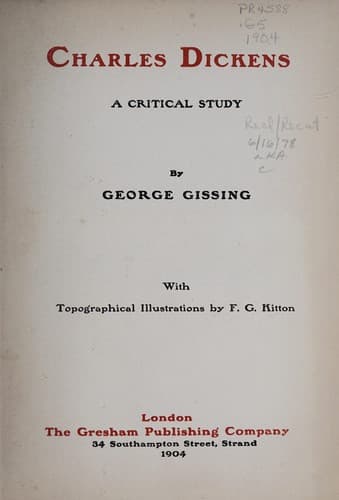 Tapa de Charles Dickens, a critical study