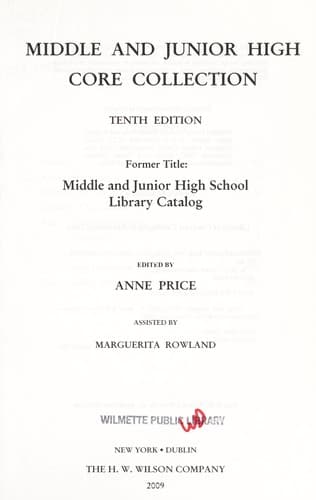 Tapa de Middle and junior high school library catalog