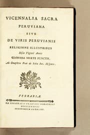 Tapa de Vicennalia sacra peruviana sive De viris peruvianis religione illustribus
