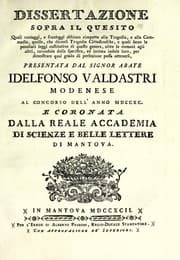 Tapa de Dissertazione sopra il quesito, Quali vantaggi, e svantaggi abbiano rimpetto alla tragedia, e alla comedia, quelle, che diconsi tragedie cittadinesche, e quali sieno le peculiari leggi costitutive di questo genere, oltre le comuni agli altri, cavandole dalla specifica, ed intima indile loro, per dimostrare qual grado di perfezione possa ottenersi