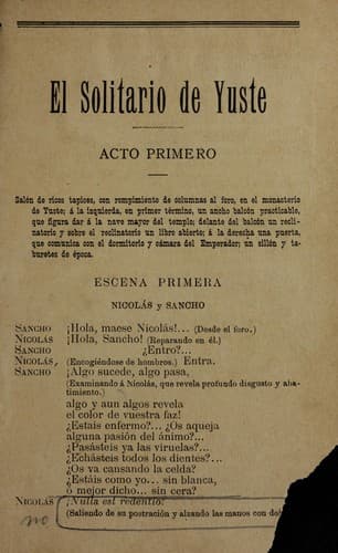 Tapa de El solitario de Yuste