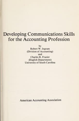 Tapa de Developing communications skills for the accounting profession