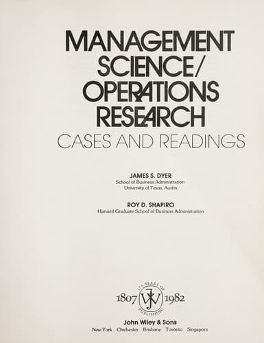 Tapa de Management science/operations research