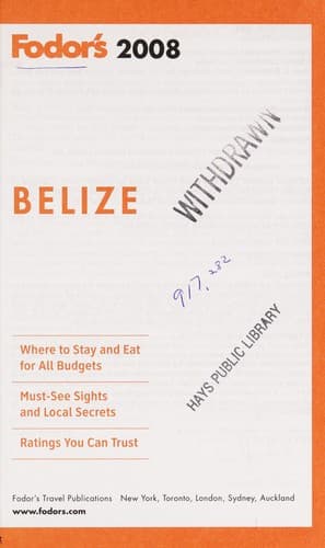 Tapa de Fodor's 2008 Belize