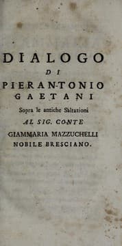 Tapa de Dialogo di Pierantonio Gaetani sopra le antiche saltazioni