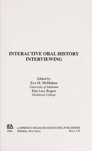 Tapa de Interactive oral history interviewing