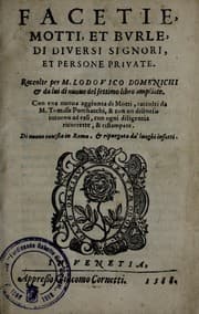 Tapa de Facetie, motti, et bvrle di diversi signori et persone private