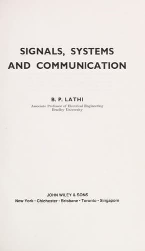 Tapa de Signals, systems and communication