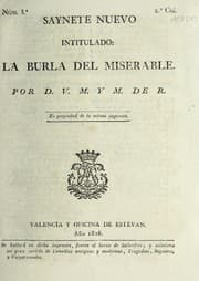 Tapa de Saynete nuevo intitulado La burla del miserable
