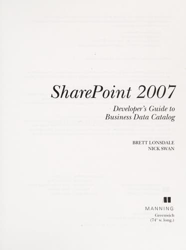 Tapa de SharePoint 2007 developer's guide to business data catalog