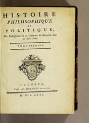 Tapa de Histoire philosophique et politique, des établissemens & du commerce des Européens dans les deux Indes. Tome premier [-troisieme]