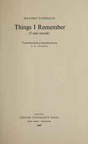 Tapa de Things I remember (I miei ricordi)