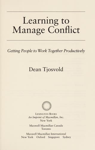 Tapa de Learning to manage conflict.