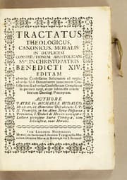 Tapa de Tractatus theologicus, canonicus, moralis in duplicem constitutionem apostolicam Ssmi. in Christo patris Benedicti XIV