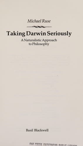 Tapa de Taking Darwin seriously