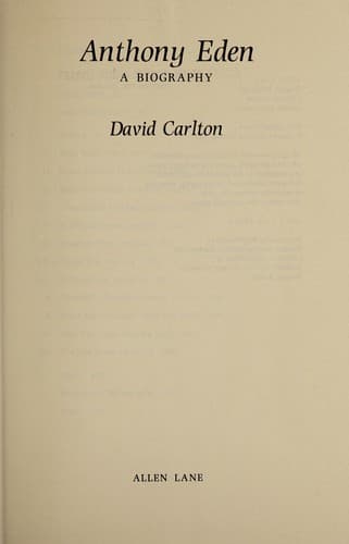 Tapa de Anthony Eden:a Biography