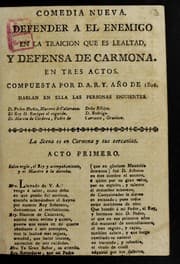 Tapa de Defender a el enemigo en la traición que es lealtad, y defensa de Carmona