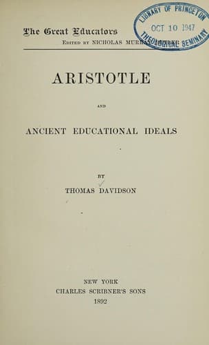 Tapa de Aristotle and ancient educational ideals