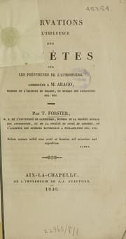 Tapa de Observations sur l'influence des comètes sur les phénomènes de l'atmosphère