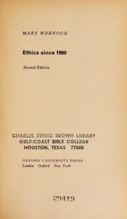Tapa de Ethics Since 1900 (Opus Books)