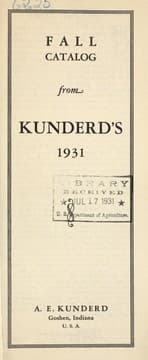 Tapa de Fall catalog from Kunderd's, 1931