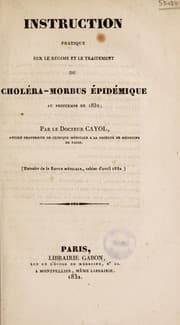 Tapa de Instruction pratique sur le régime et le traitement du choléra-morbus épidémique au printemps de 1832