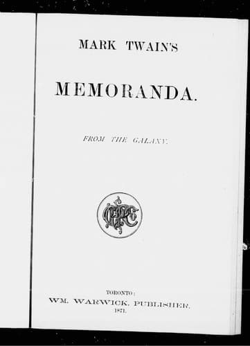 Tapa de Mark Twain's memoranda