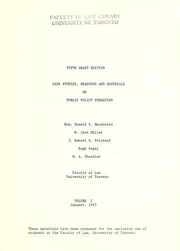 Tapa de Case studies, readings and materials on public policy formation