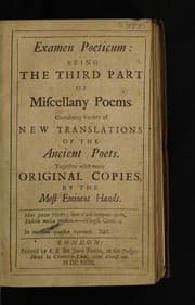 Tapa de Examen poeticum: being the third part of Miscellany poems
