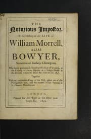 Tapa de The notorious impostor, Or the history of the life of William Morrell, alias Bowyer, sometime of Banbury, Chirurgeon ...