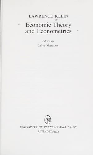 Tapa de Economic theory and econometrics