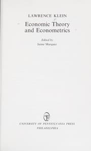 Tapa de Economic theory and econometrics