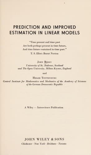 Tapa de Prediction and improved estimation in linear models