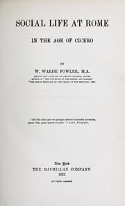 Tapa de Social life at Rome in the age of Cicero