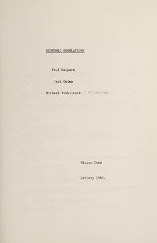Tapa de Economic regulations