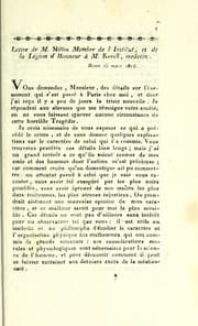 Tapa de Lettre de M. Millin, membre de l'Institut et de la Légion d'Honneur, à M. Koreff, médecin