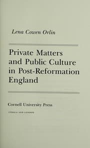 Tapa de Private matters and public culture in post-Reformation England