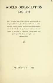 Tapa de World organization, 1920-1940